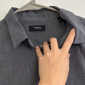 Theory men’s cotton linen button up shirt